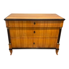 19th Century German Biedermeier Antique Veneered Cherrywood Chest of Drawers