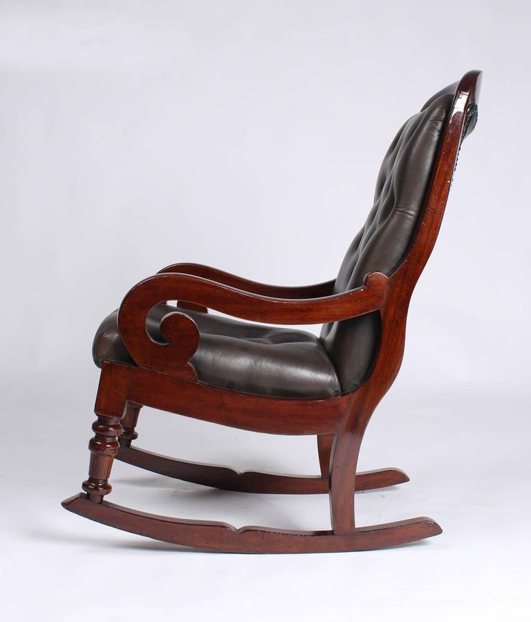 19th Century German Biedermeier Rocking Chair, Mahogany, 18401850, Dark Wood For Sale at 1stDibs