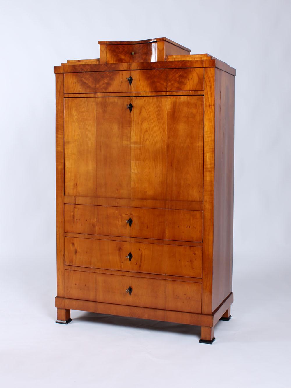 19th Century German Biedermeier Secretaire, Secretary in Cherry and Walnut 3