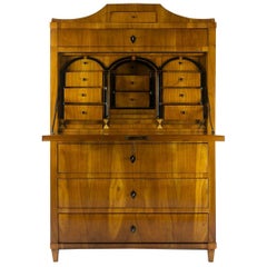 19th Century German Biedermeier Secretary Cherrywood Veneer 19th Century German Biedermeier Secretary Cherrywood Veneer