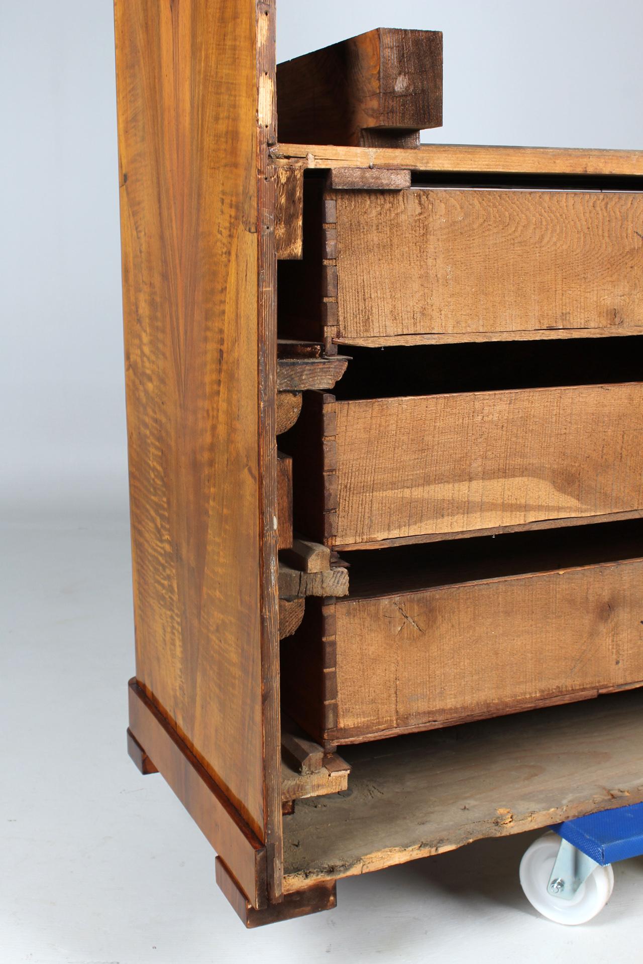 19th Century German Biedermeier Secretary, Walnut, Birdseye Maple, Dated: 1853 15