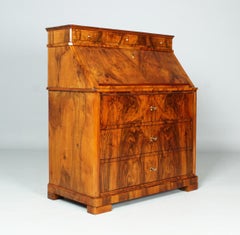 19th Century German Biedermeier Secretary with 100 Signatures, Walnut, c. 1830