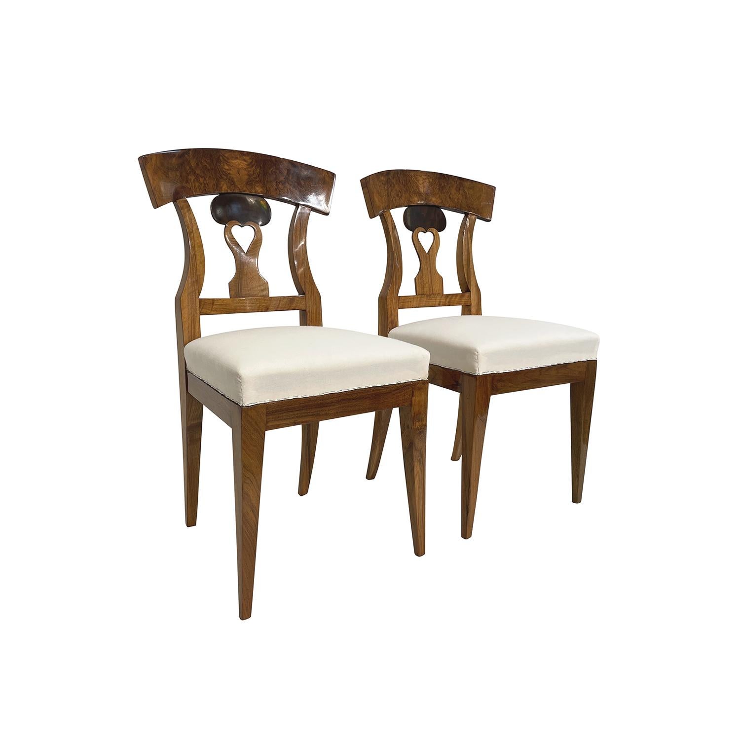 Hand-Carved 19th Century German Biedermeier Set of Four Cherrywood Dining Room Chairs