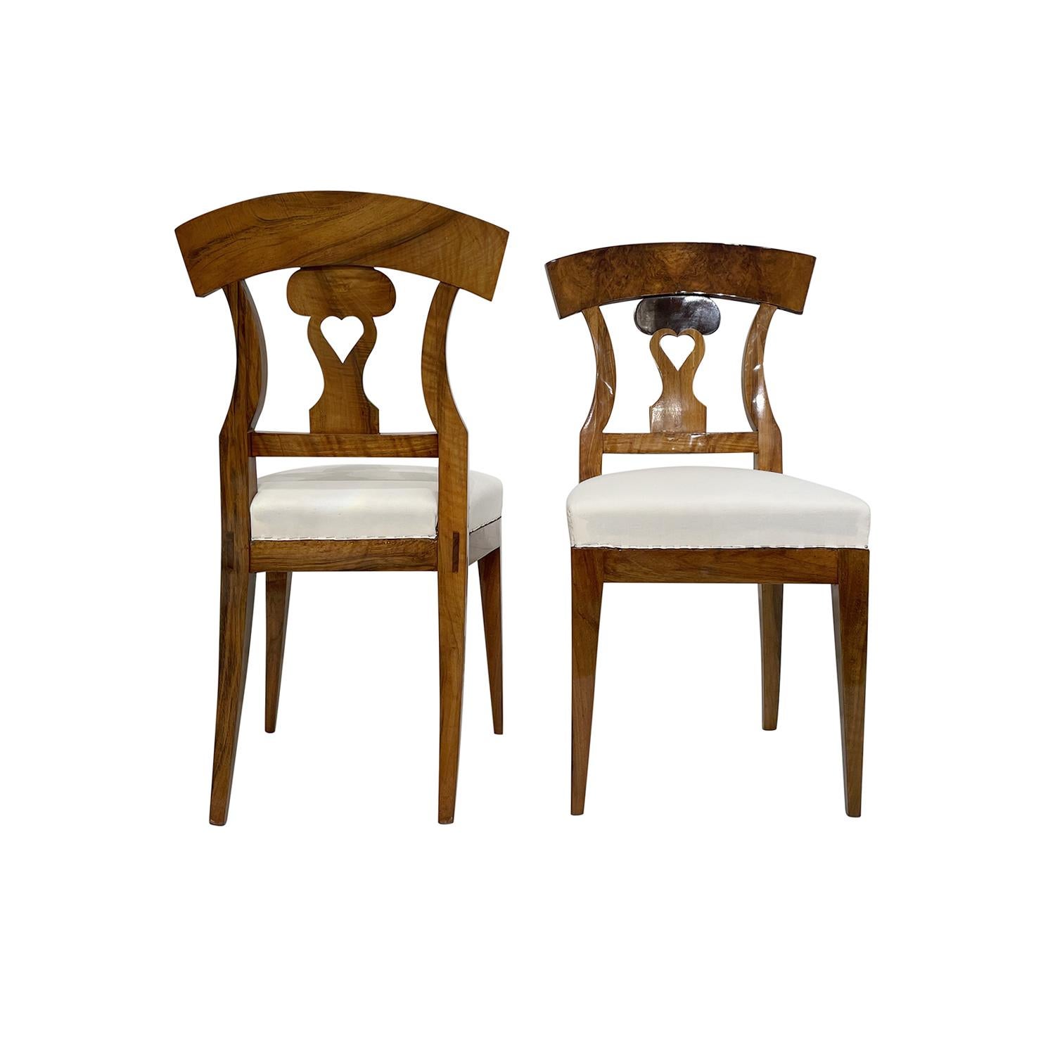 Fabric 19th Century German Biedermeier Set of Four Cherrywood Dining Room Chairs