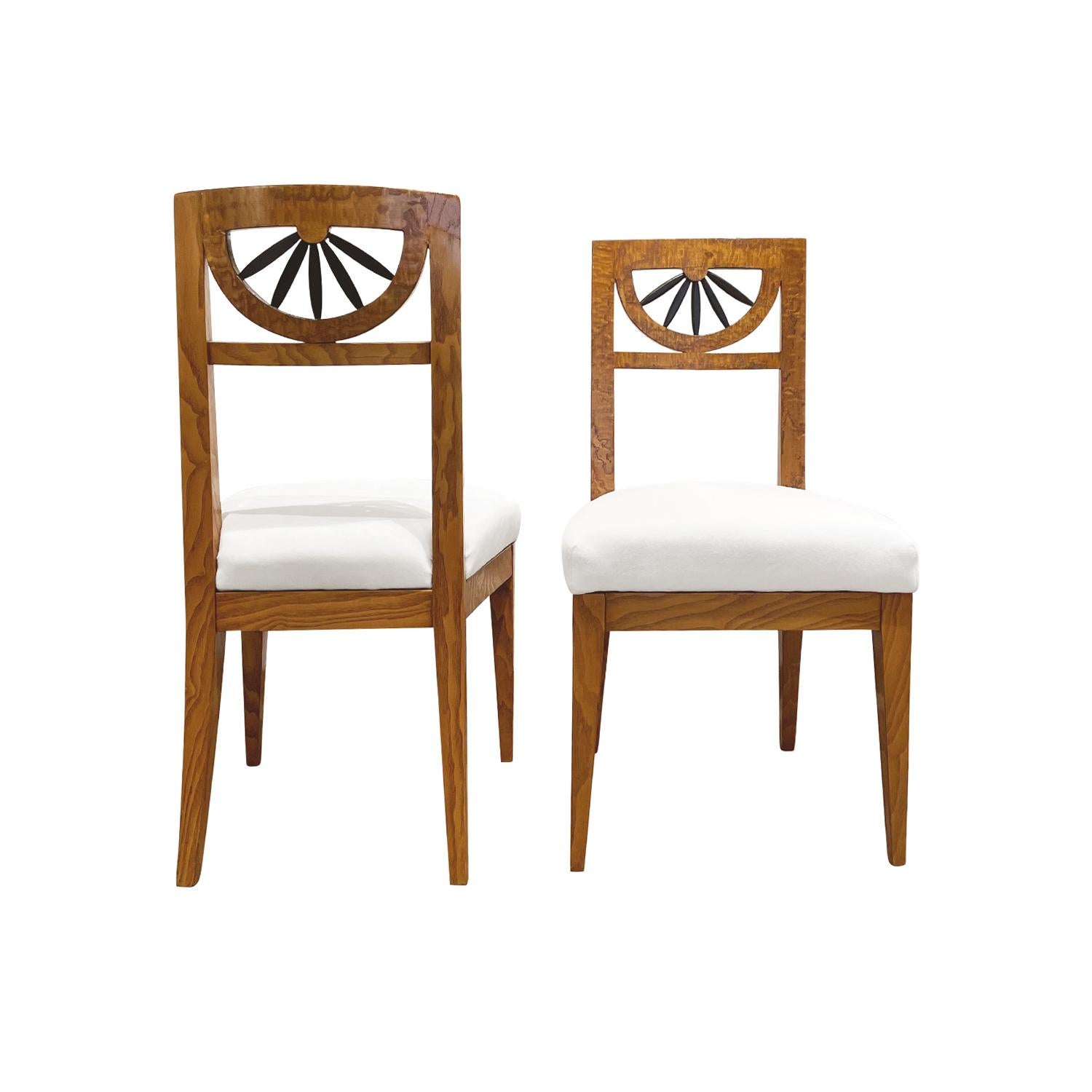 19th Century German Biedermeier Set of Six Antique Birchwood Dining Room Chairs 1