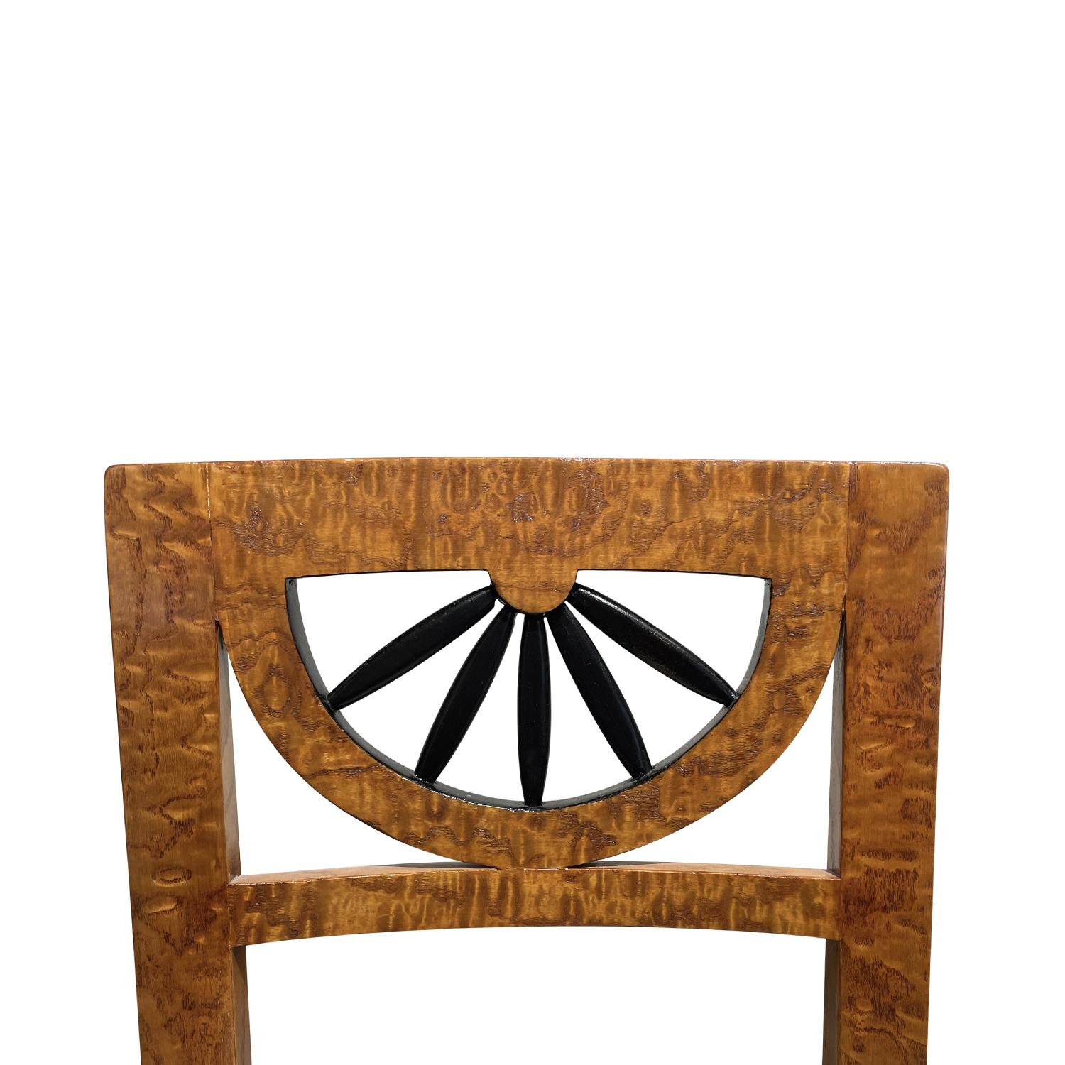 19th Century German Biedermeier Set of Six Antique Birchwood Dining Room Chairs 3