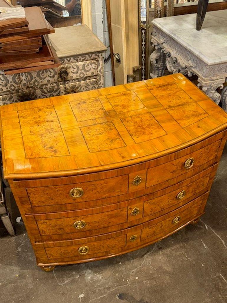 19th Century German Biedermeier Shaped Front Burl Walnut Commode In Good Condition For Sale In Dallas, TX