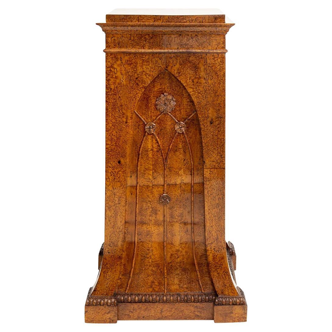 19th Century German Biedermeier Single Birchwood Pedestal - Antique Podium For Sale