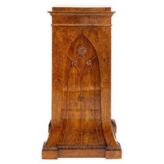 19th Century German Biedermeier Single Birchwood Pedestal - Used Podium