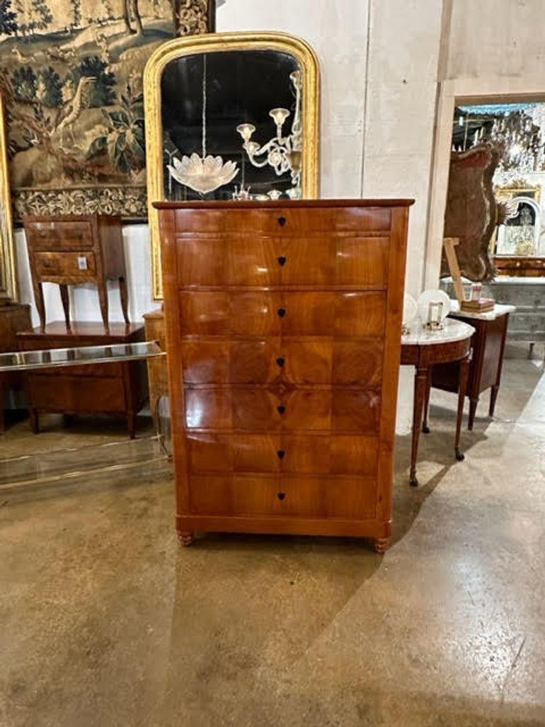 19th Century German Biedermeier Tall Cherrywood Chest of Drawers In Good Condition For Sale In Dallas, TX