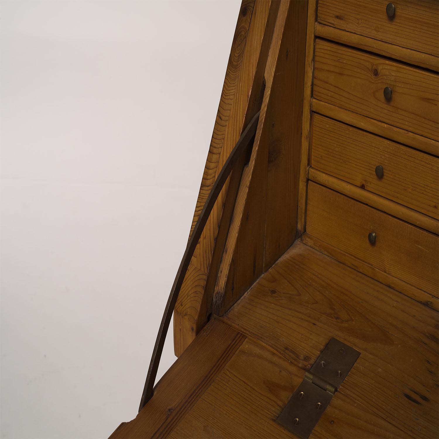 19th Century German Biedermeier Two Part Pine Bureau - Antique Secretary For Sale 1