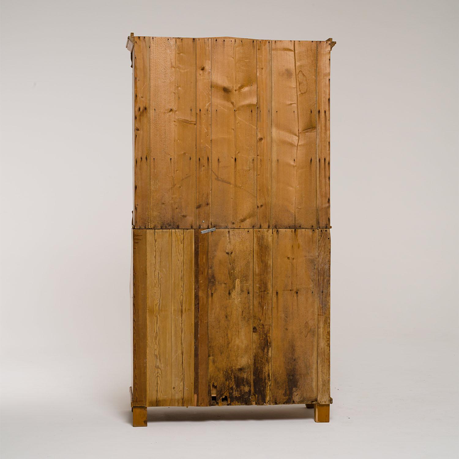 19th Century German Biedermeier Two Part Pine Bureau - Antique Secretary For Sale 2