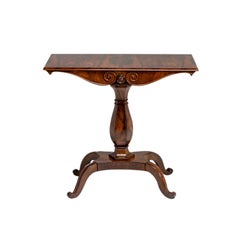19th Century German Biedermeier Veneered Walnut Console Table, Antique End Table
