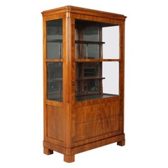 Vitrine Biedermeier allemande du 19e siècle, bibliothèque, noyer, c. 1835
