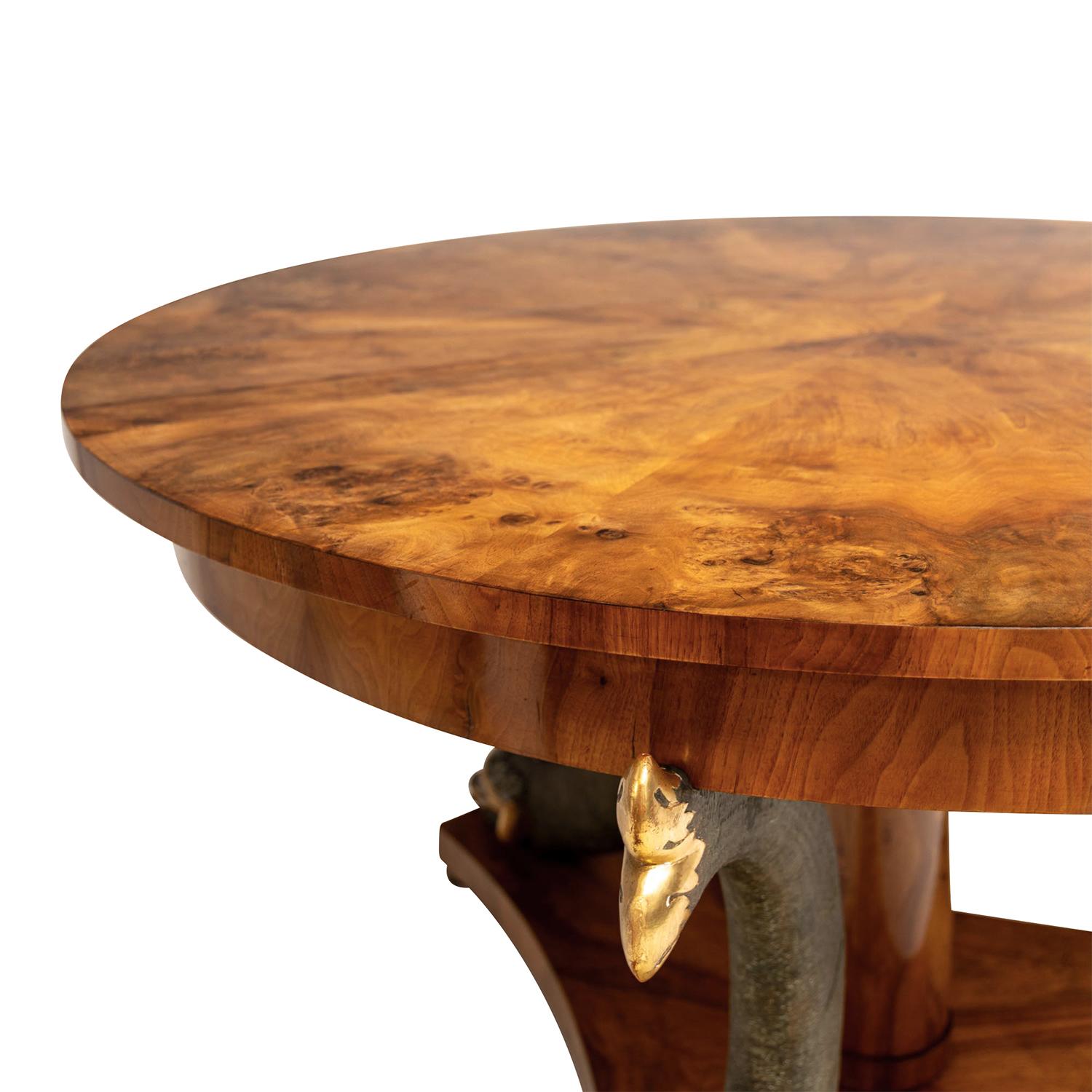 XIXe siècle Table centrale en noyer Biedermeier allemand du 19e siècle - Table ancienne en bois de feuillus en vente