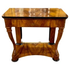 19th Century German Biedermeier Walnut Console with Ebonized Details