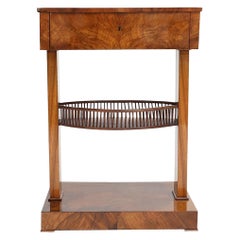 19th Century German Biedermeier Walnut Sewing Table - Antique Side Table