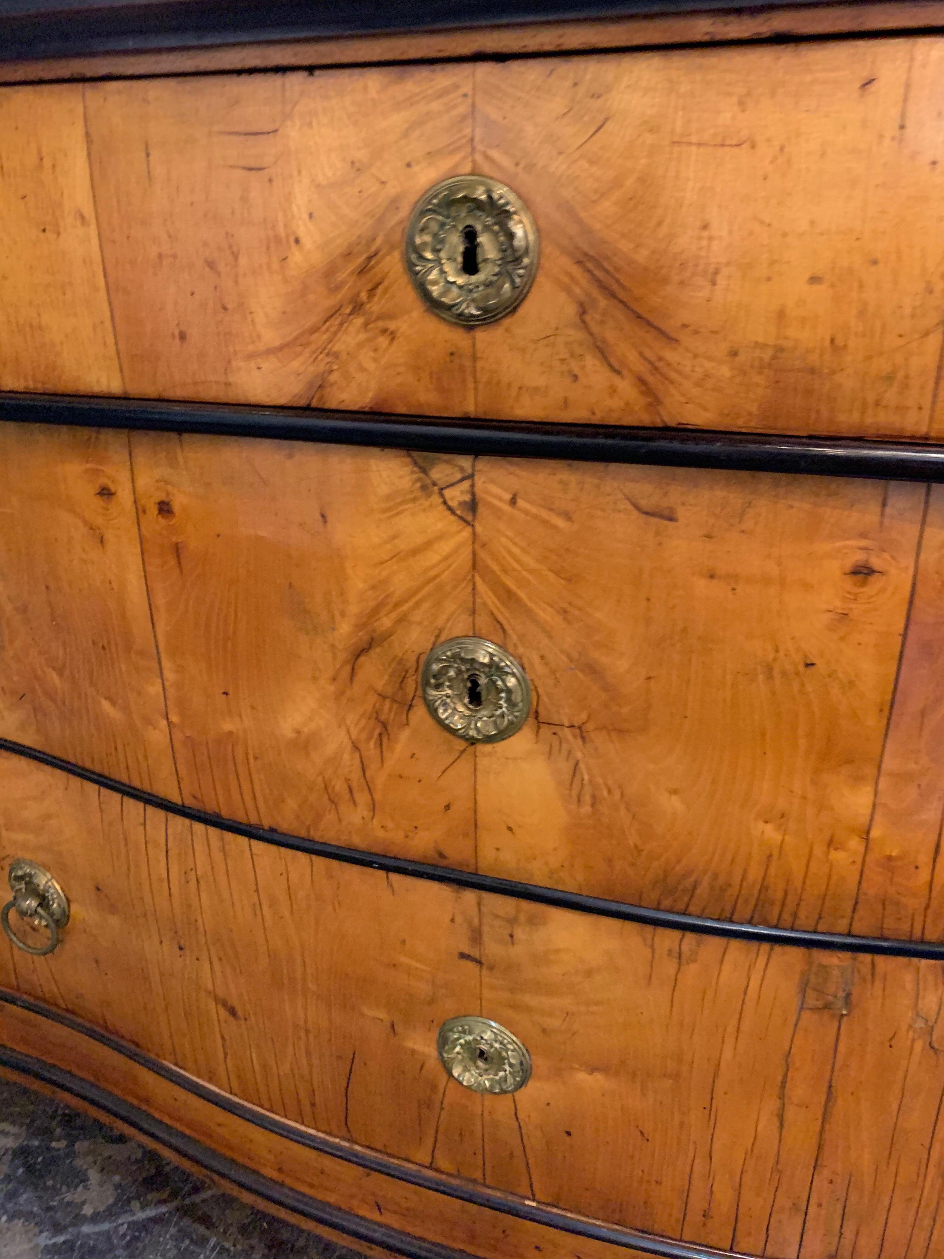 19th Century German Biedermeier Walnut and Ebonized Commode For Sale 1