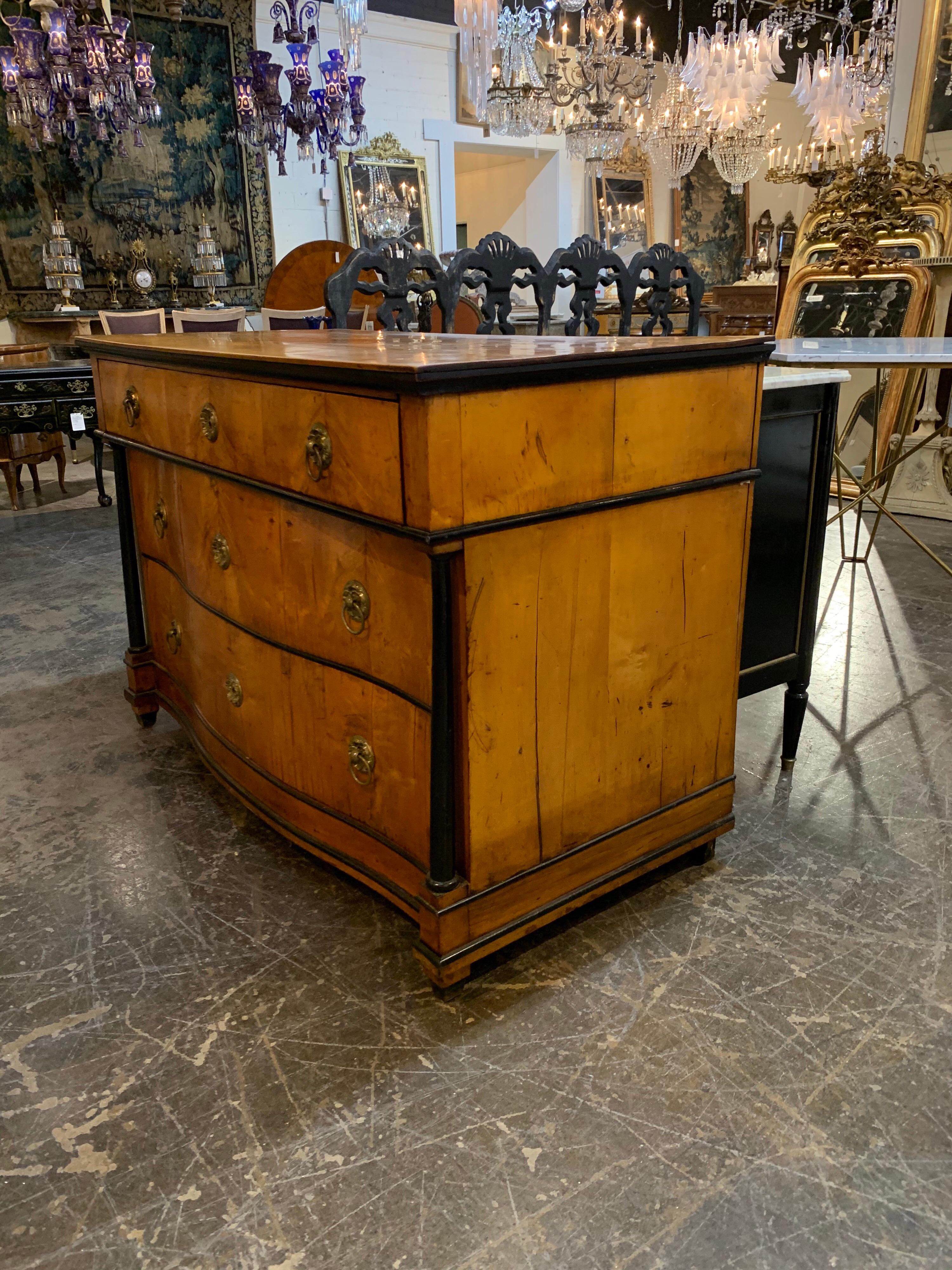 19th Century German Biedermeier Walnut and Ebonized Commode For Sale 2