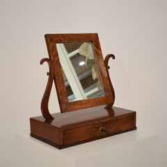 19th Century German Birch Biedermeier Toilet Mirror with Drawer, circa 1820