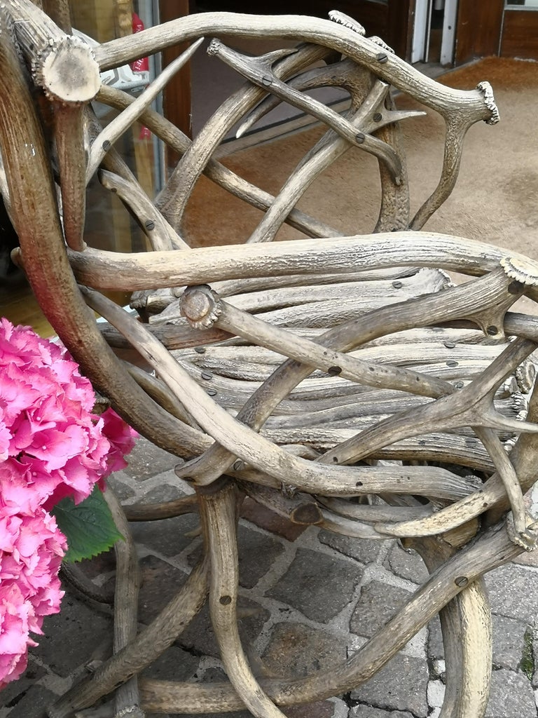 19th Century German Black Forest Antler Trophy Armchair For Sale 1