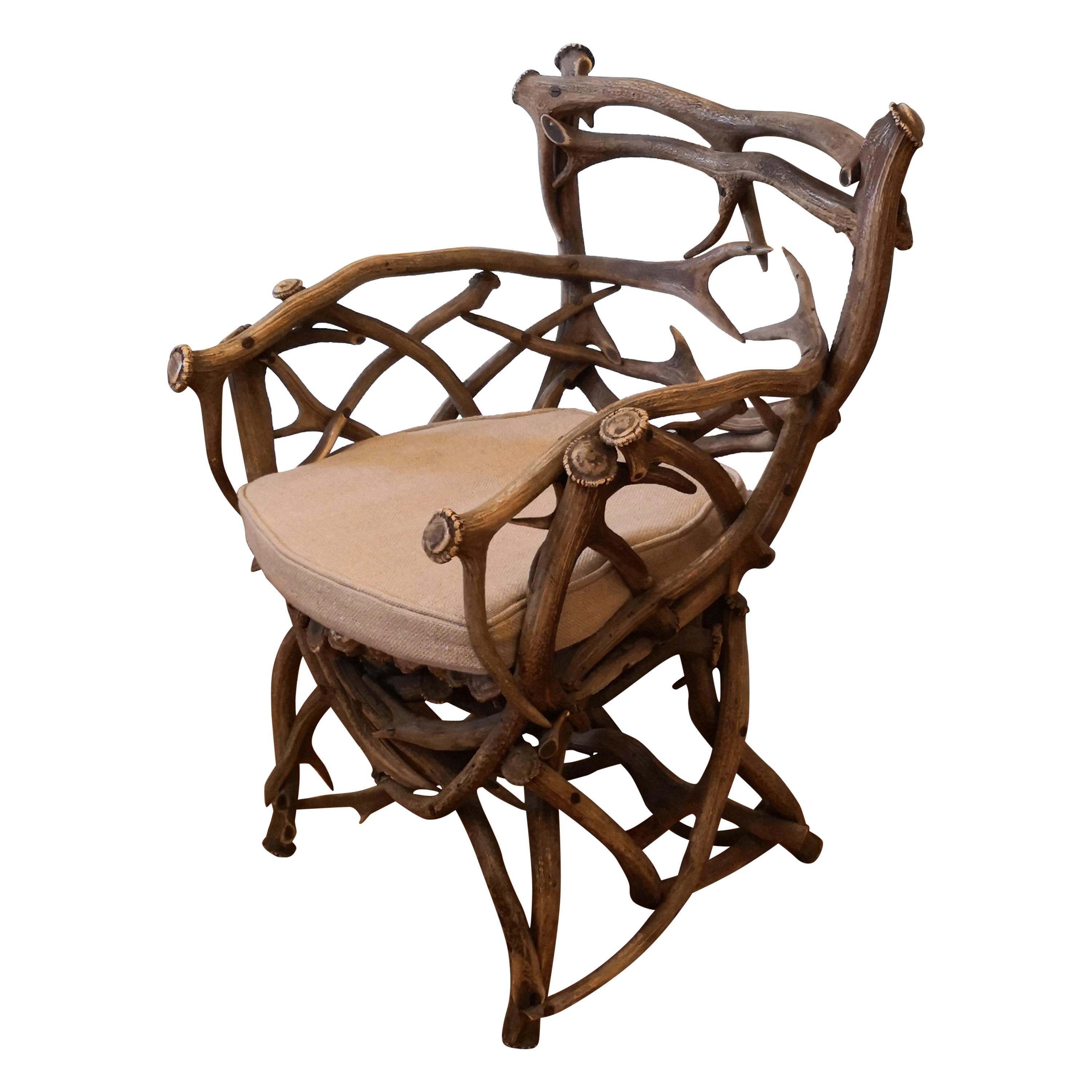 19th Century German Black Forest Antler Trophy Armchair