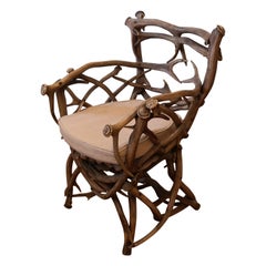 Fauteuil trophée en bois de la Forêt Noire allemande du 19ème siècle