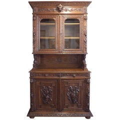 19th Century German Black Forest Carved Hunting Cabinet