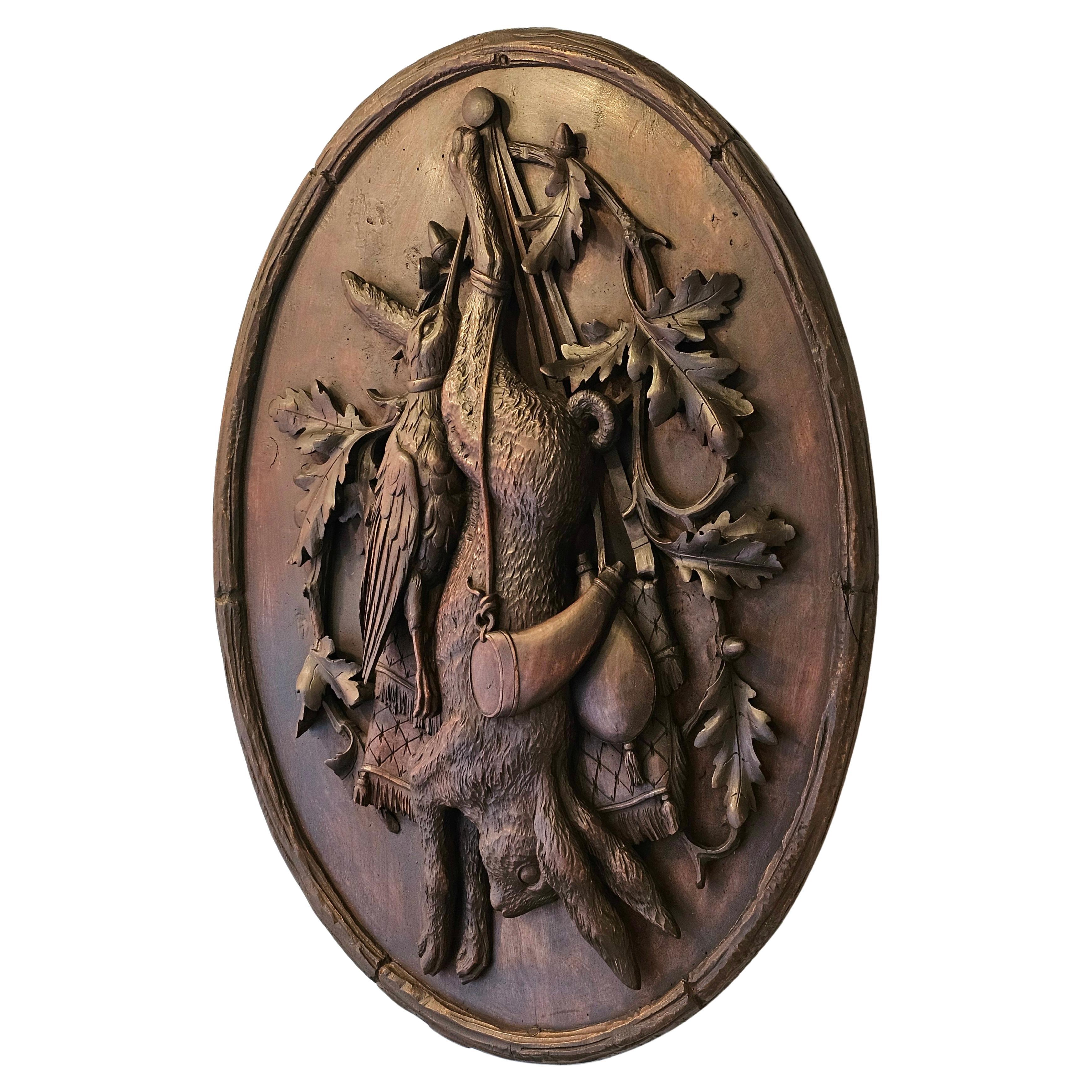 19th Century German Black Forest Hunting Plaque For Sale
