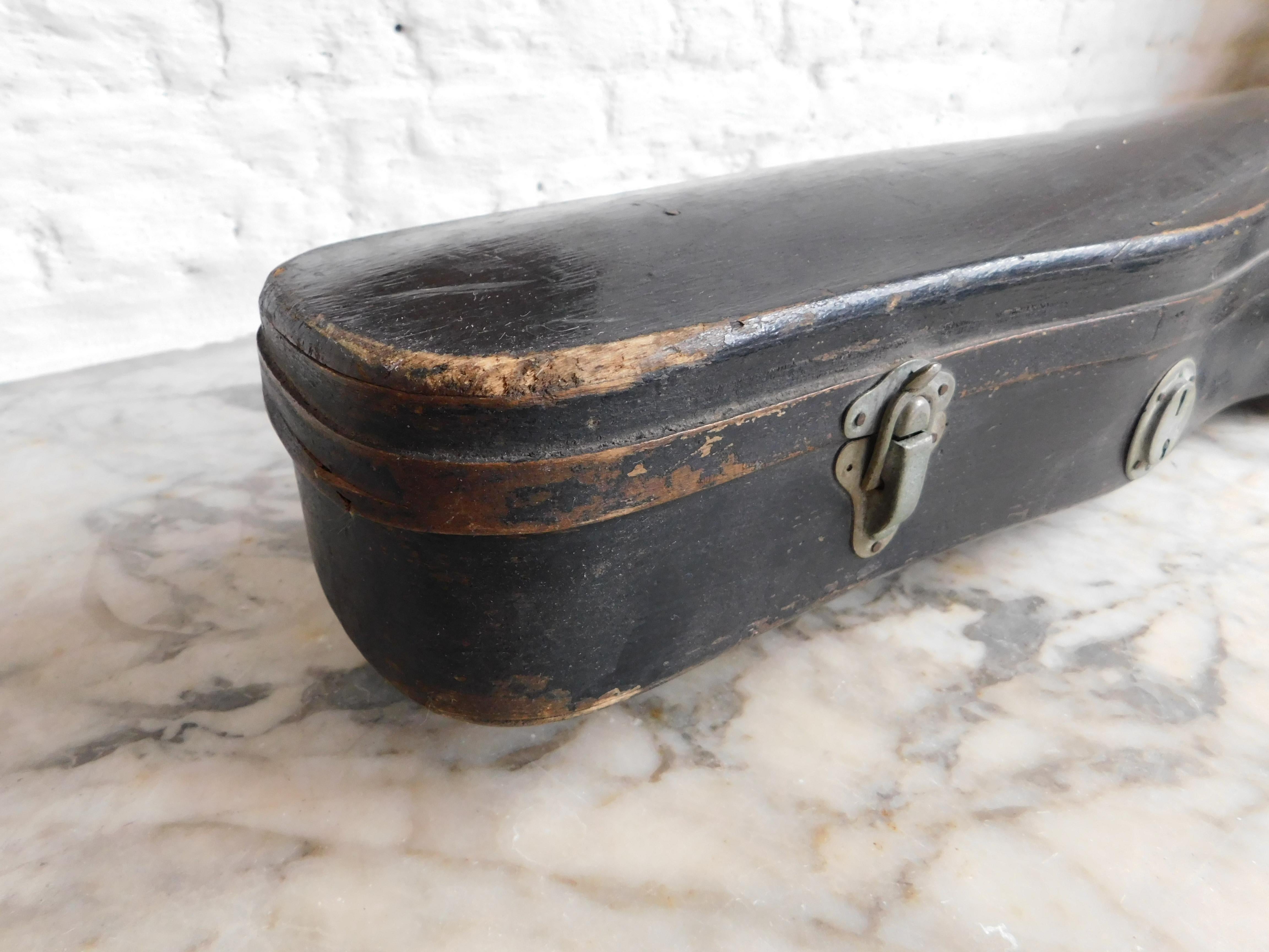 19th Century German Black Wood Violin Case For Sale 5
