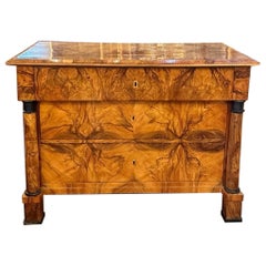 19th Century German Burl Walnut Biedermeier Commode