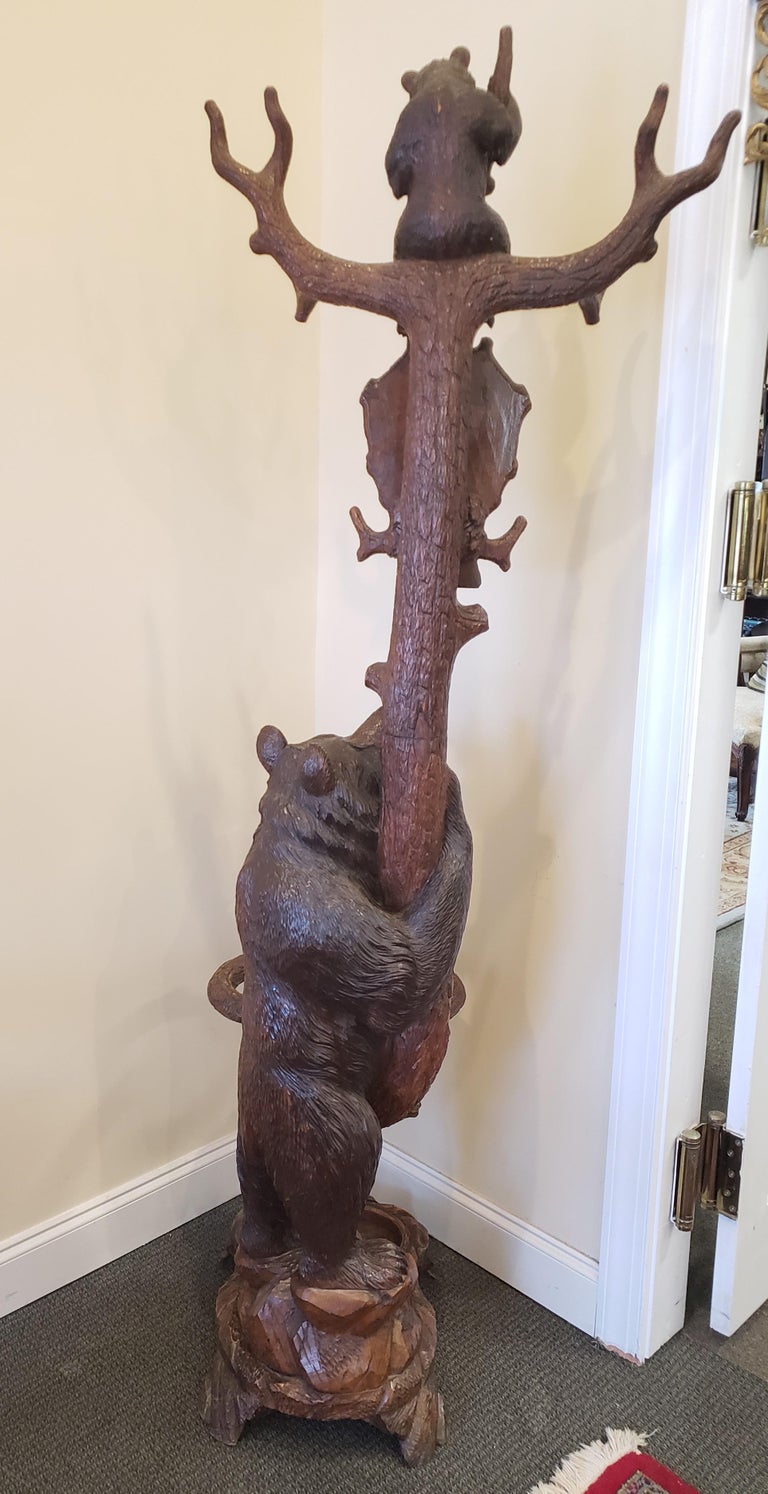 19th Century German Carved Black Forest Bear Hall Tree at 1stDibs