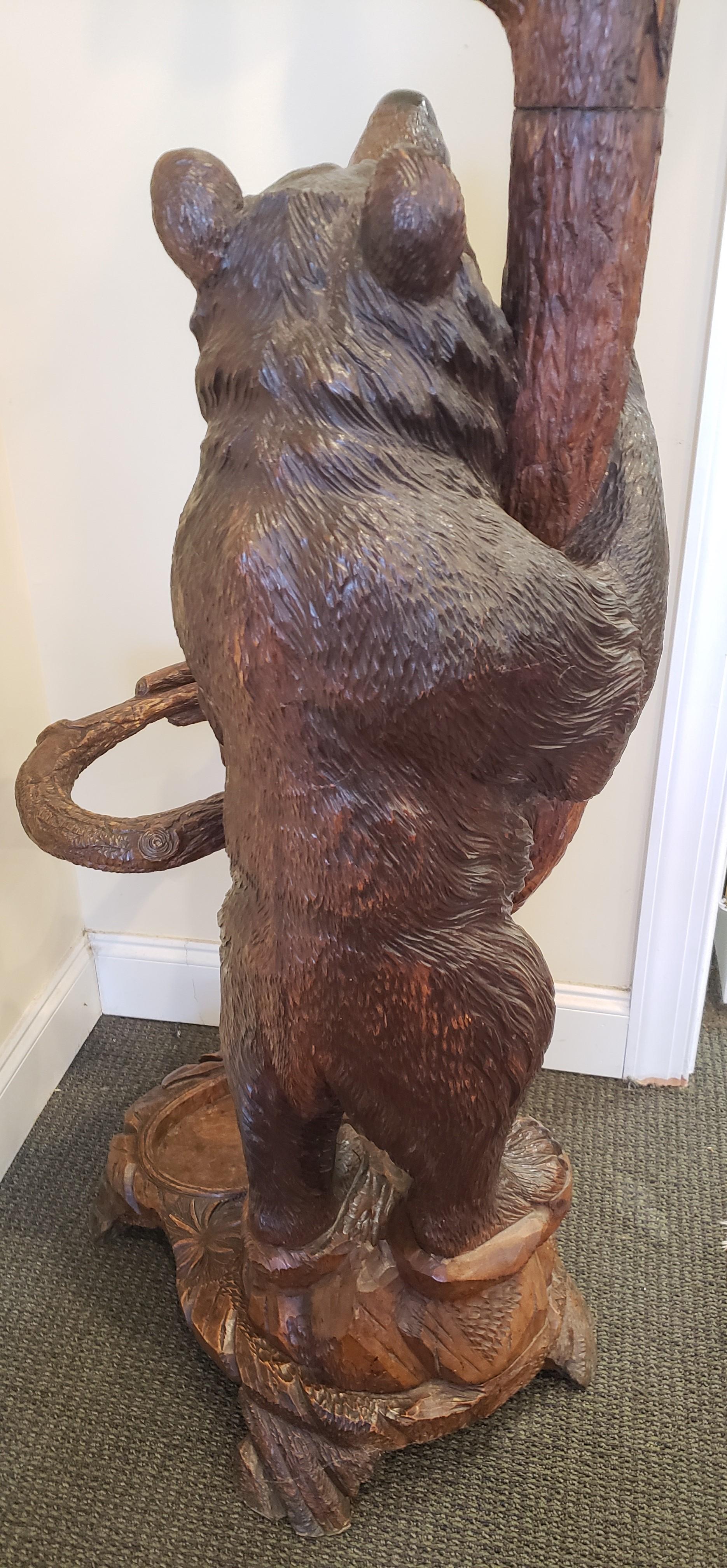 19th Century German Carved Black Forest Bear Hall Tree 9