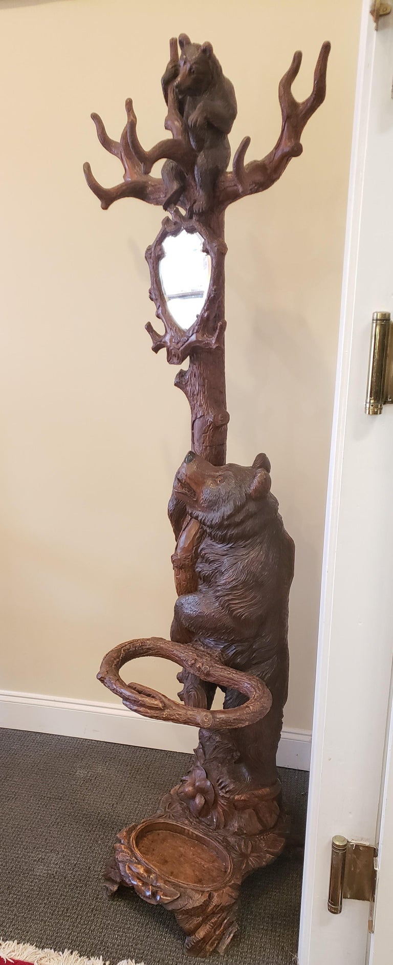 19th Century German Carved Black Forest Bear Hall Tree at 1stDibs