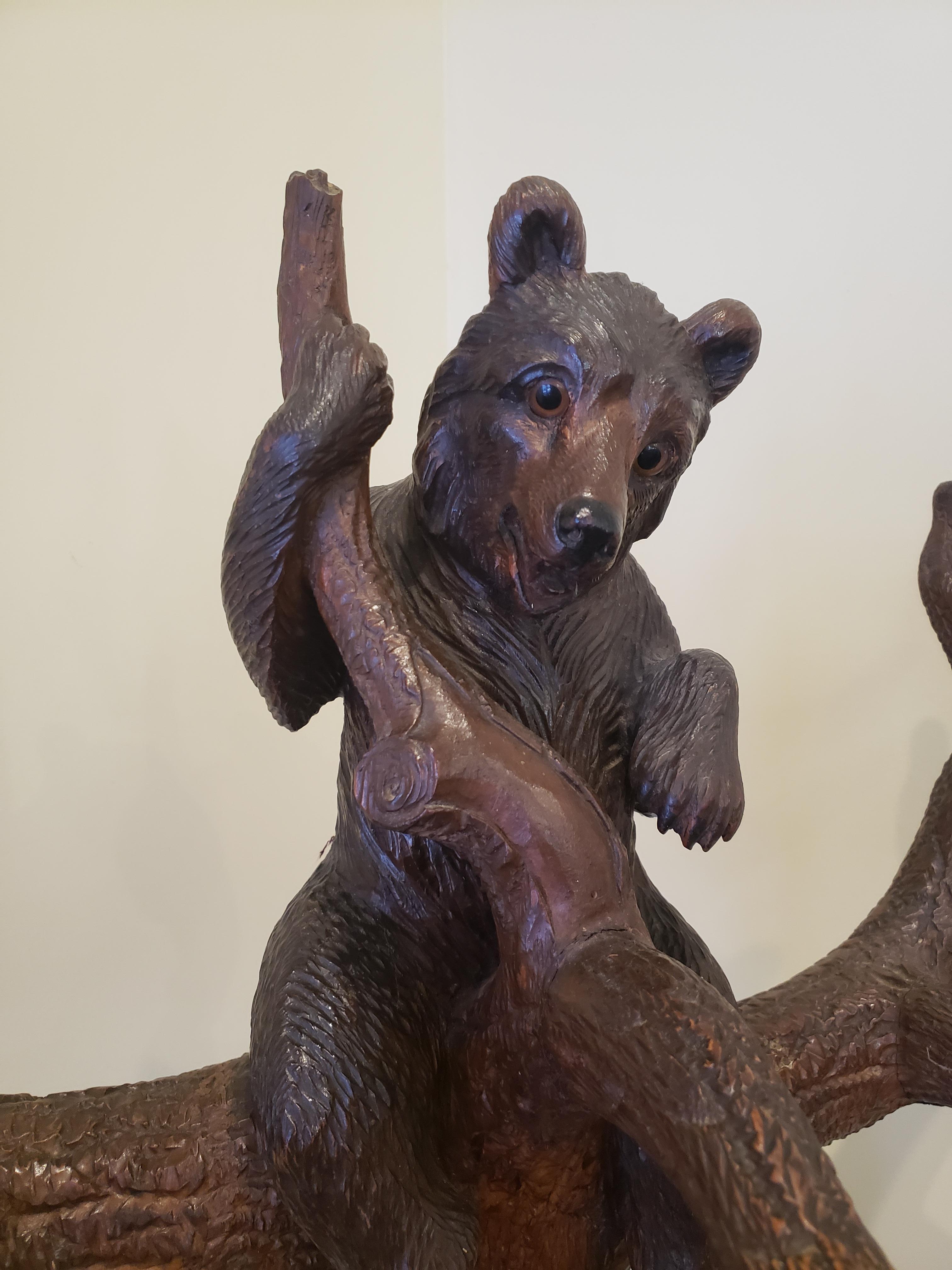 Victorian 19th Century German Carved Black Forest Bear Hall Tree