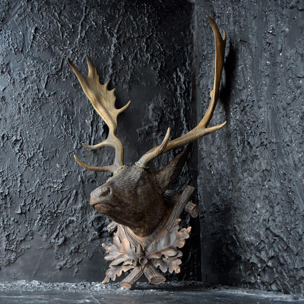 19th Century German Carved Deer’s Head Trophy 2