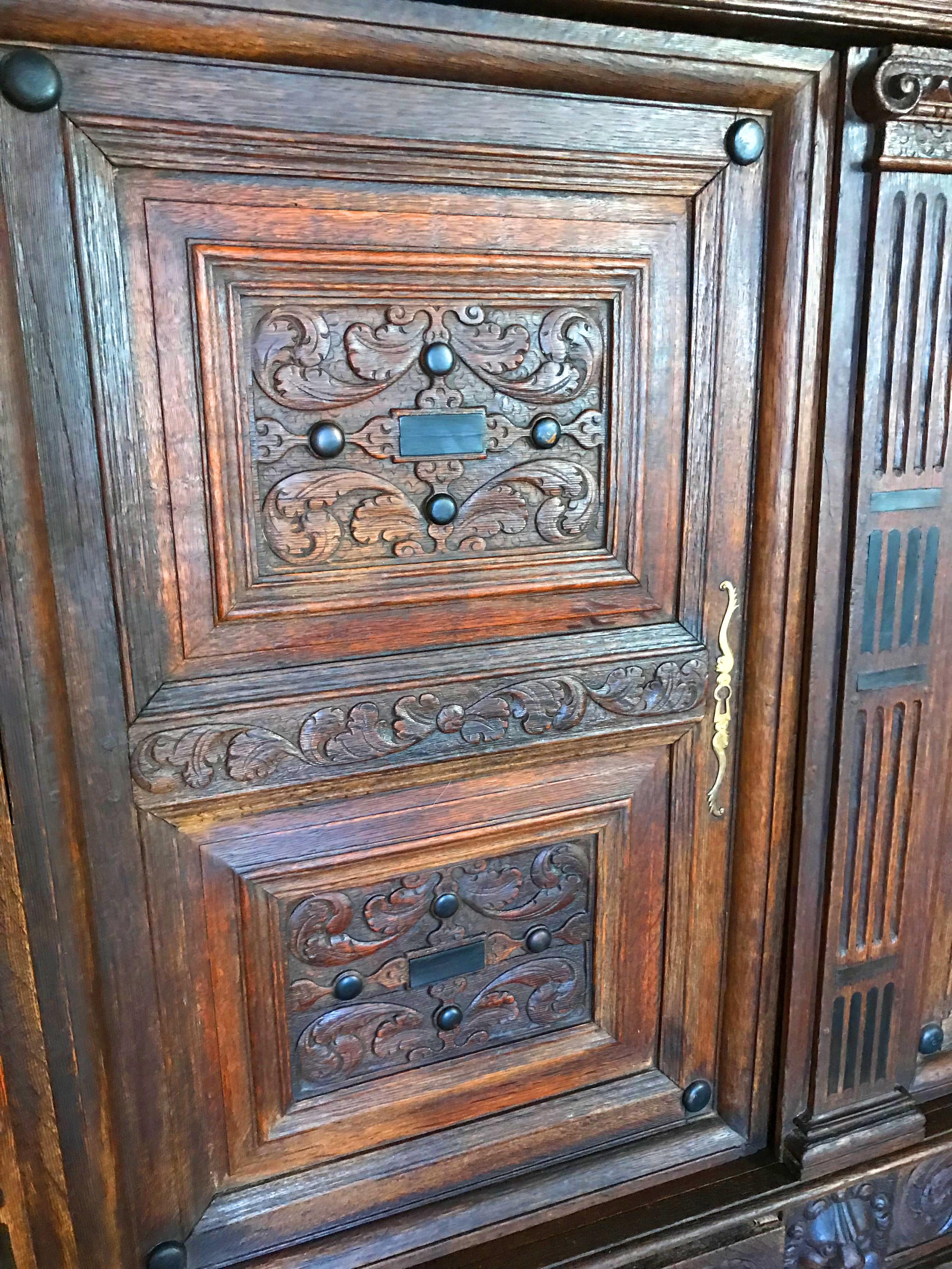 19th Century German Carved Oak Court Cupboard 9