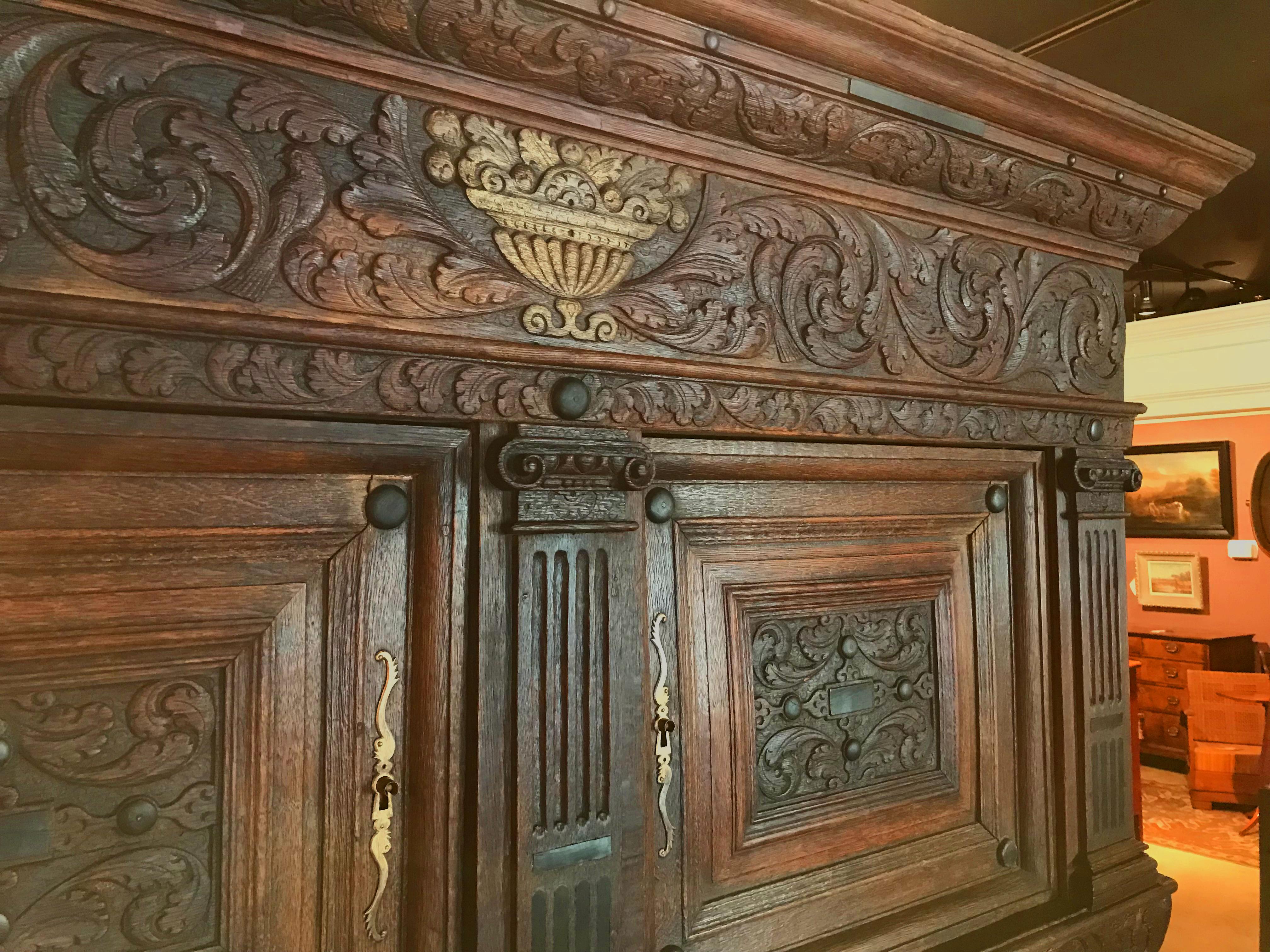 19th Century German Carved Oak Court Cupboard 10