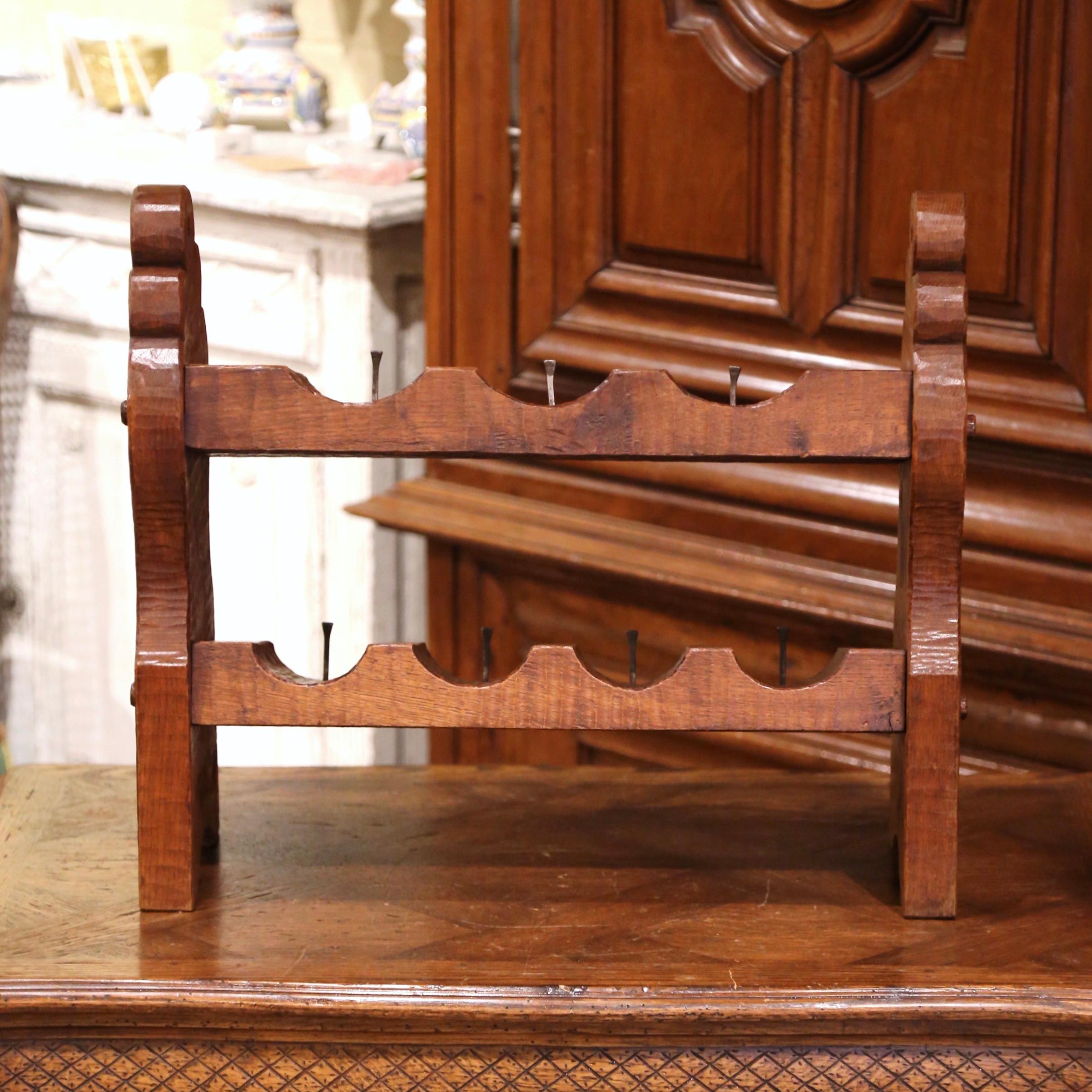 19th Century German Carved Oak Eight-Bottle Counter Wine Rack For Sale 4