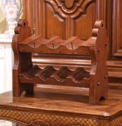 19th Century German Carved Oak Eight-Bottle Counter Wine Rack