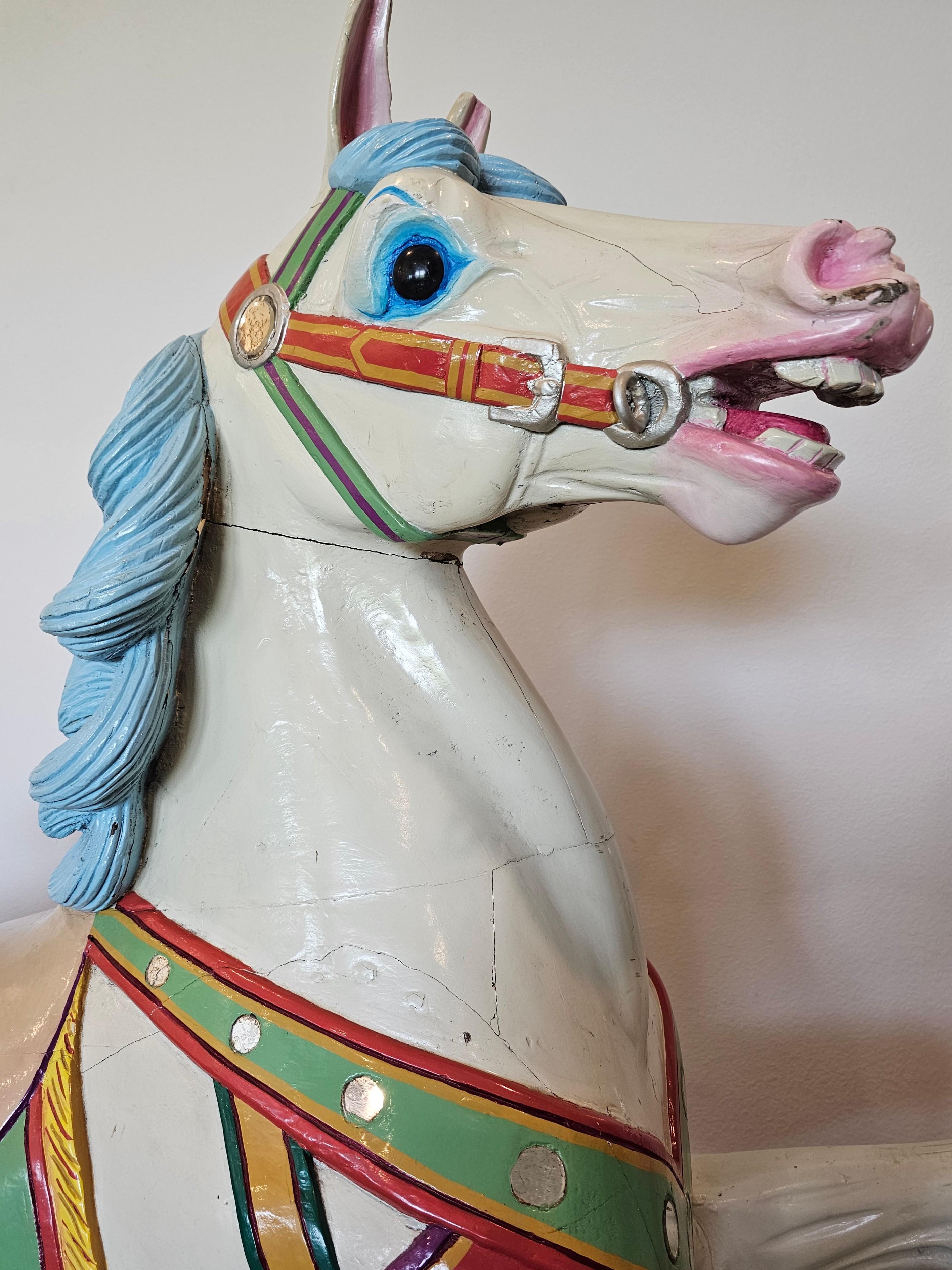 Hand-Carved 19th Century German Carved Polychrome Carousel Horse by P. Schneider For Sale