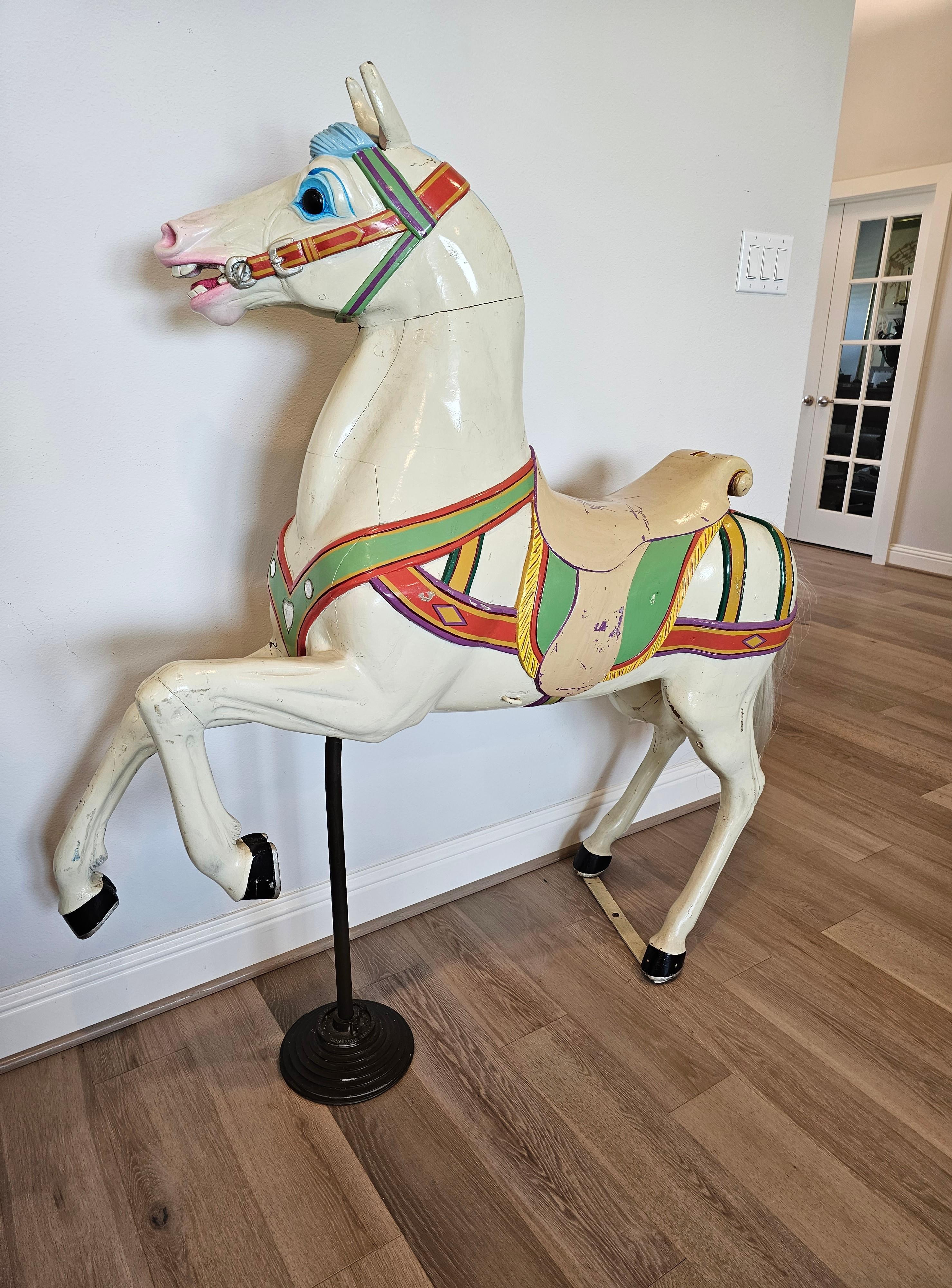 19th Century German Carved Polychrome Carousel Horse by P. Schneider In Good Condition For Sale In Forney, TX