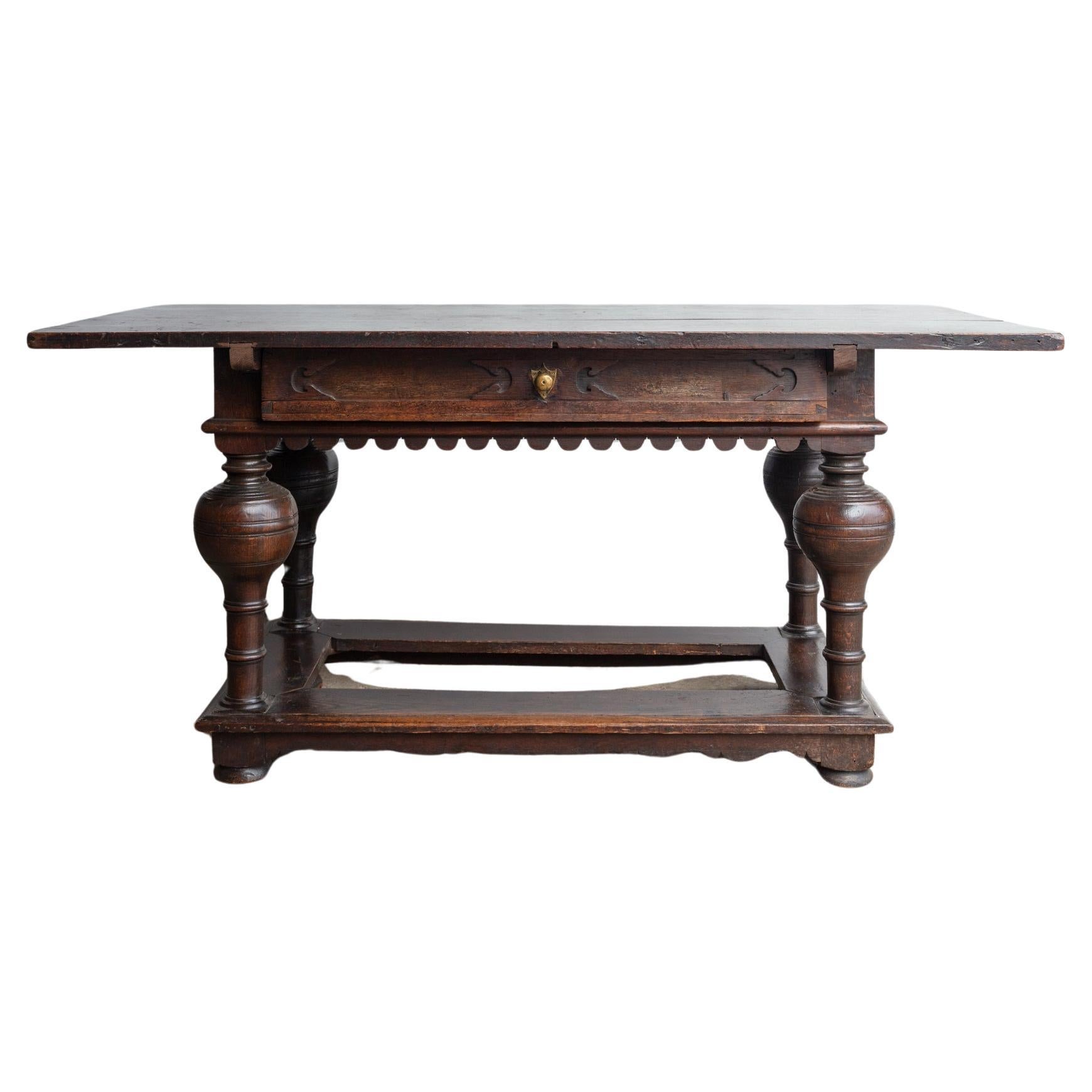 19th Century German Carved Wood Table For Sale