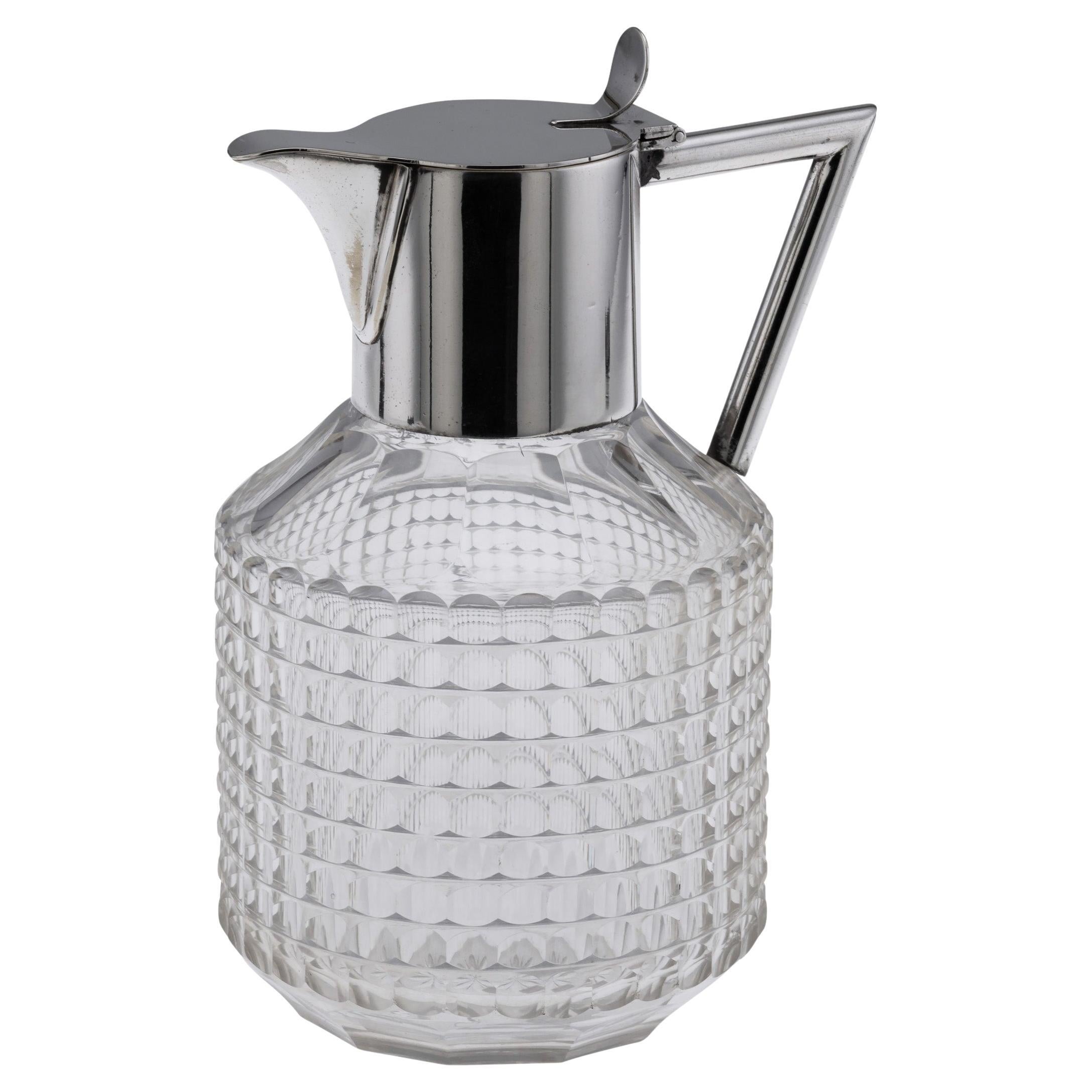 19th Century German Claret Jug, Silver Plated & Cut Glass, W.M.F.