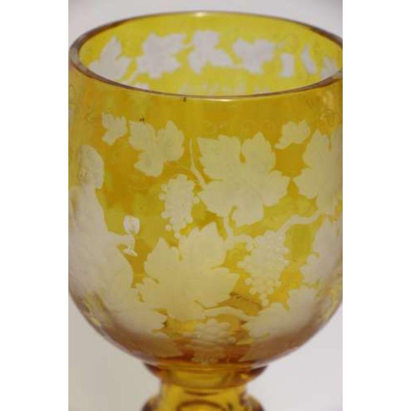 19th Century German Cut and Engraved Amber Glass Engraved Goblet, circa 1880 6