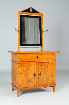 19th Century German Dressing Chest, Commode with Mirror, Biedermeier, c. 1820
