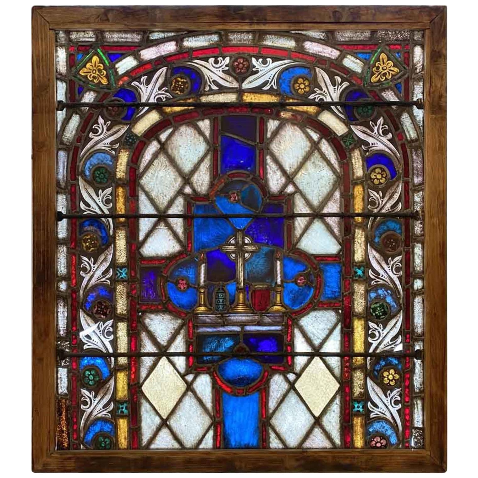 19th Century German Ecclesiastical Church Stained Glass Window