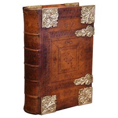 19th Century German Embossed Leather Bound Book-Form Decorative Table Box