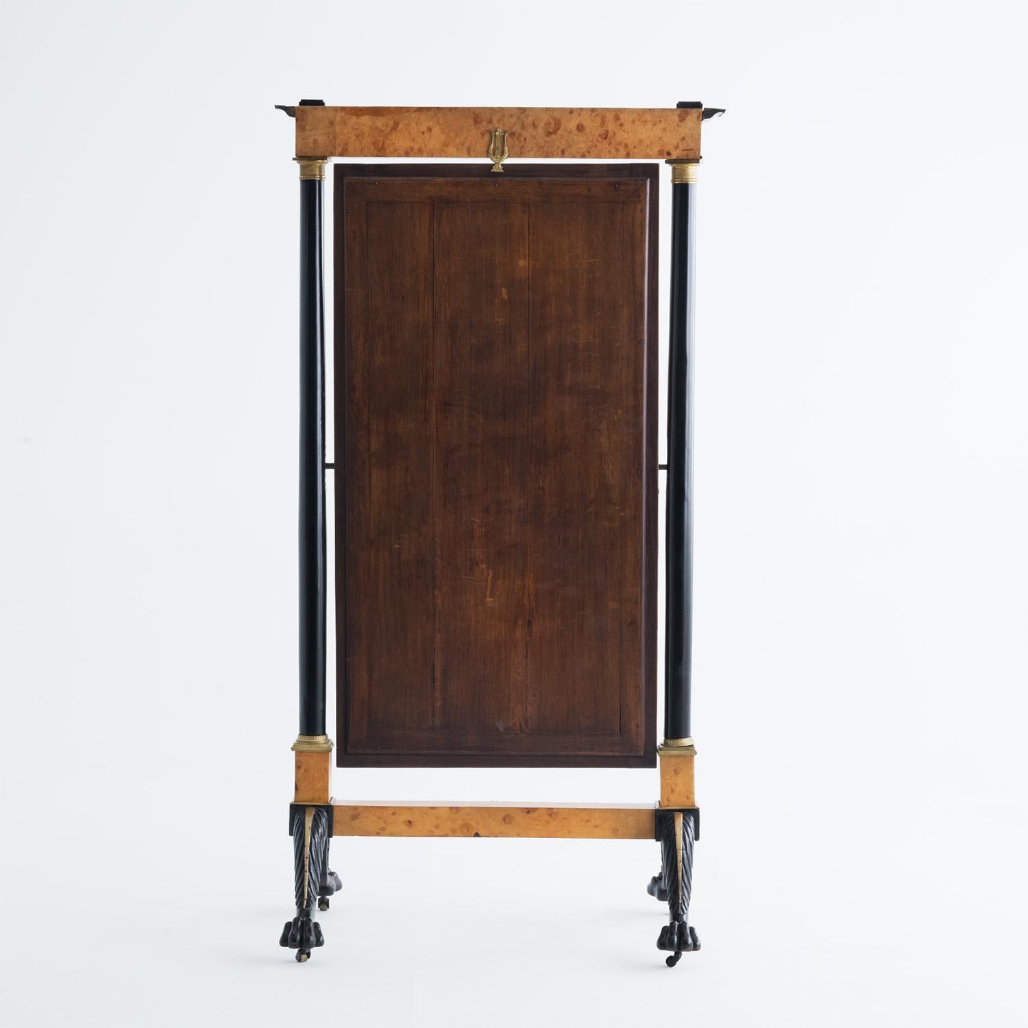 19th Century German Empire Antique Cherrywood Freestanding Floor Mirror In Good Condition For Sale In West Palm Beach, FL