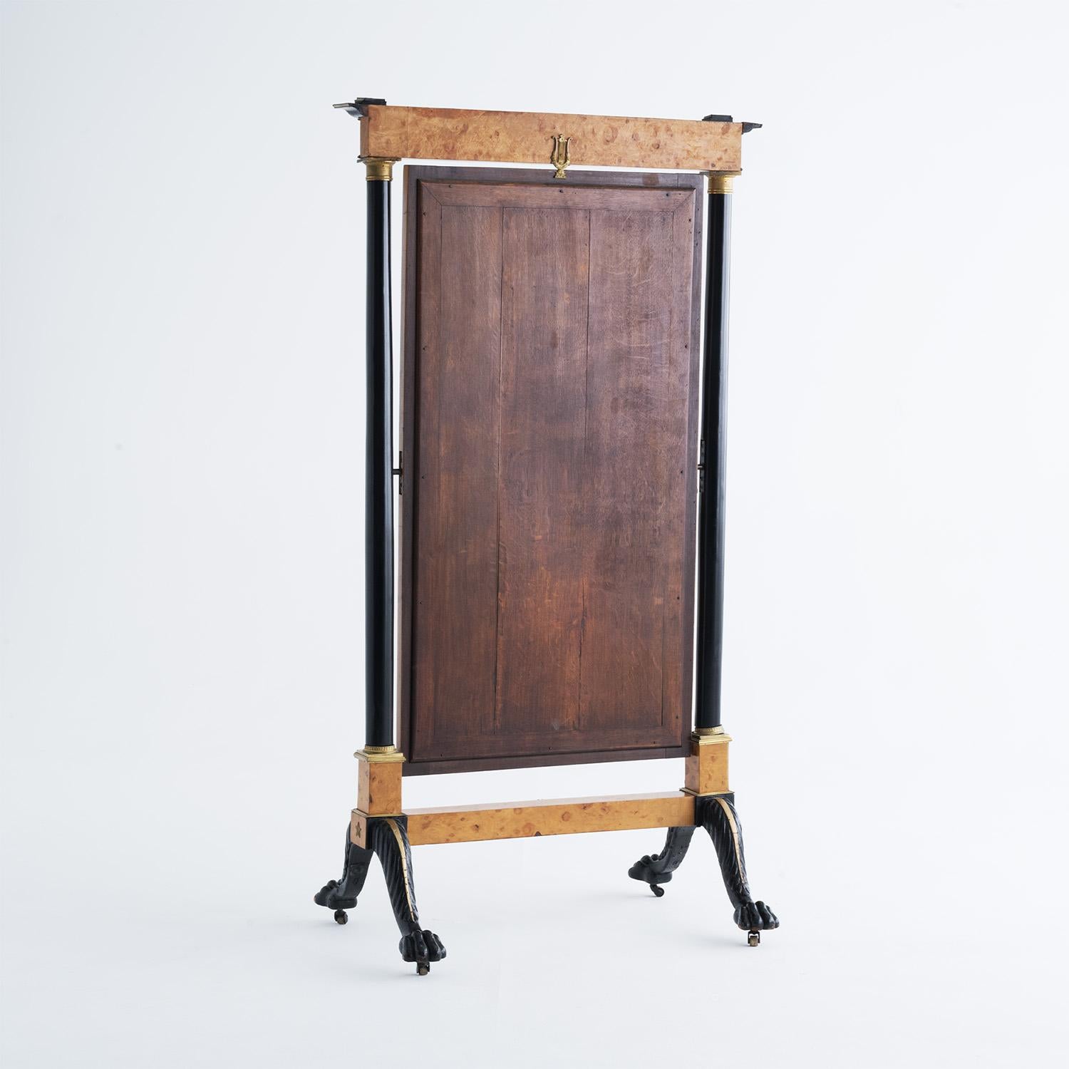 Metal 19th Century German Empire Antique Cherrywood Freestanding Floor Mirror For Sale
